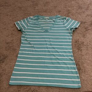 Striped fitted crew neck tee Size Large